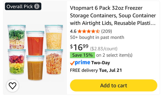 6 pack 32 oz containers new
